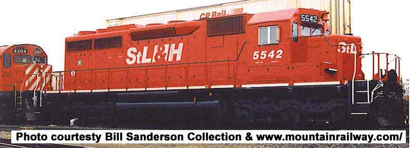 GMD SD40 - LokSound & DCC - Executive Line -- St. Lawrence & Hudson StL&H 5542 (red, white, Large StL&H)