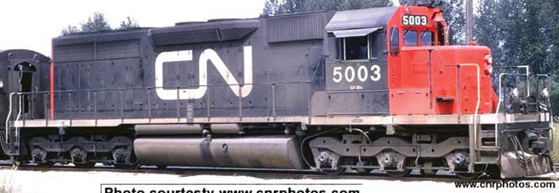 GMD SD40 with Dynamic Brakes - Standard DC - Executive Line -- Canadian National 5000 (black, red, white, Large Noodle Logo)