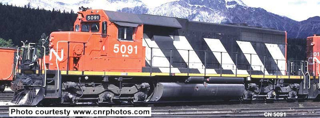 GMD SD40 No Dynamic Brakes - LokSound & DCC - Executive Line -- Canadian National 5089 (black, red, white Seargent Stripes, Ditch Lights,Sno