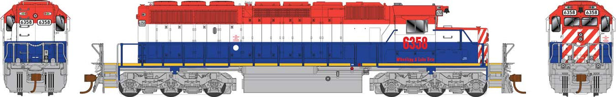 GMD SD40-2 - Standard DC - Executive Line -- Wheeling & Lake Erie 6358 (Relettered Ex-BCOL, red, white, blue)