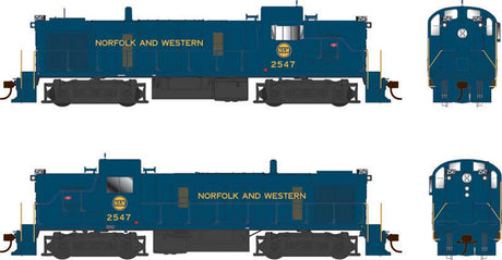 Alco RS3 Phase 3 - Standard DC -- Norfolk & Western #2547 (Ex-NKP, blue, yellow, Hamburger Logo)
