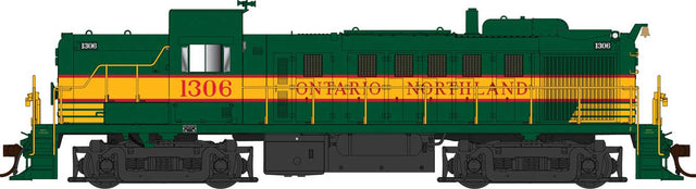 Alco RS3 - Standard DC -- Ontario Northland #1310 (green, yellow, red)