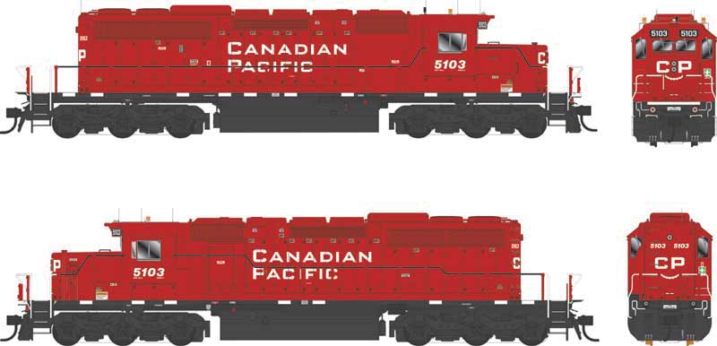 GMD SD40-3 Rebuild - LokSound 5 and DCC - Executive Line -- Canadian Pacific #5103 (red, Block Lettering, 2 Rooftop Beacons)