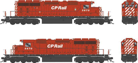 GMD SD40-2 - LokSound 5 and DCC - Executive Line -- Canadian Pacific #5670 (Action Red, white, black, No Multimark, 8" Stripes)
