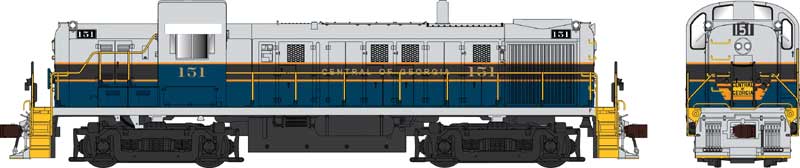 Alco RS3 Phase 2 - Standard DC -- Central of Georgia #151 (blue, gray, black)