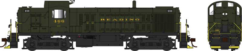 Alco RS3 Phase 1 - LokSound 5 and DCC -- Reading #467 (dark green, yellow)
