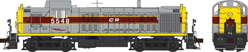 Alco RS3 Phase 1 - Standard DC -- Conrail #5545 (Relettered Ex-EL, gray, maroon, yellow, Large Louvers)