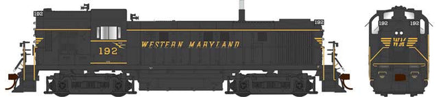 Alco RS3 Hammerhead High Hood - ESU LokSound and DCC -- Western Maryland #193 (black, yellow, Speed Lettering)