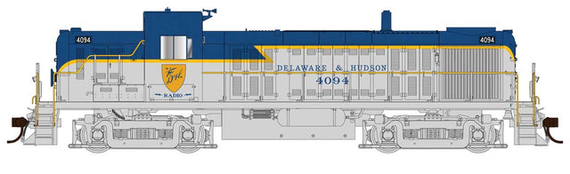 Alco RS3 Phase I - LokSound 5 and DCC -- Delaware & Hudson #4125 (Lightning Stripe, gray, blue, yellow)