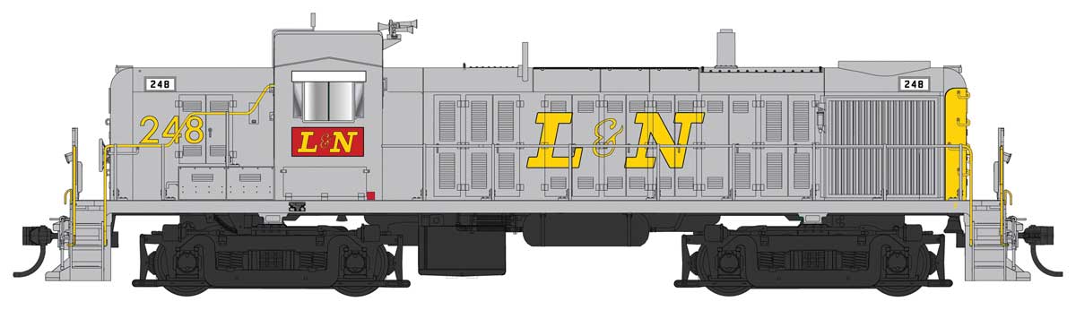 Alco RS3 Phase I - LokSound 5 and DCC -- Louisville & Nashville #248 (gray, yellow, red)