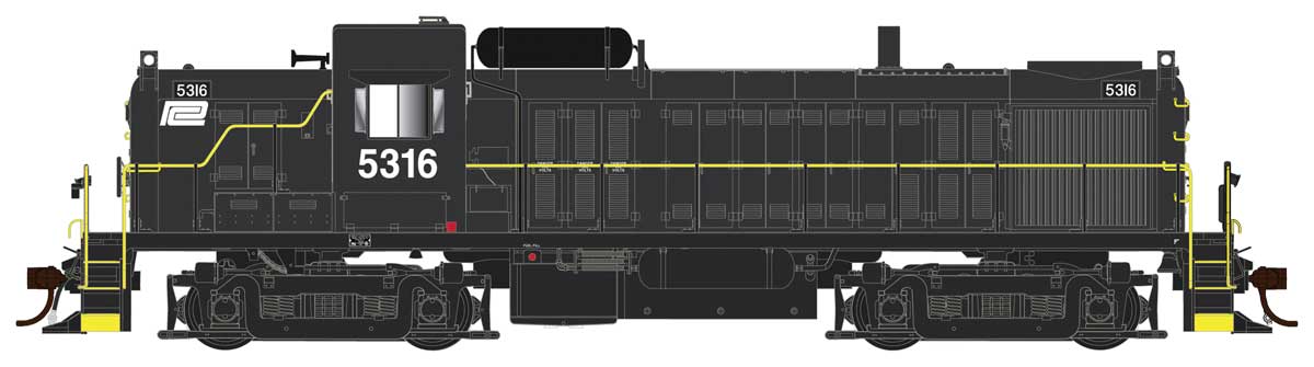 Alco RS3 Phase I - Standard DC -- Penn Central #5351 (black, white, Small Logo)