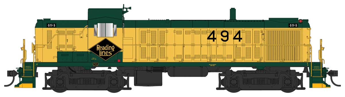 Alco RS3 Phase I - Standard DC -- Reading #494 (yellow, green, black)
