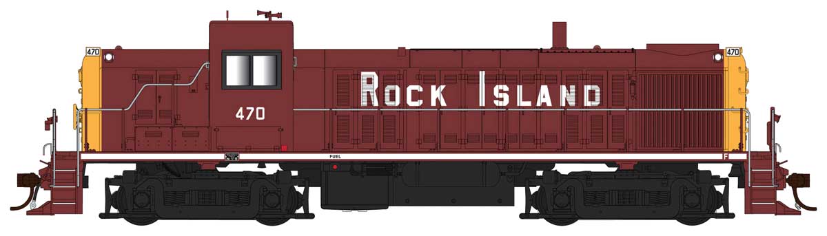 Alco RS3 Phase I - LokSound 5 and DCC -- Rock Island #473 (maroon, yellow, white)