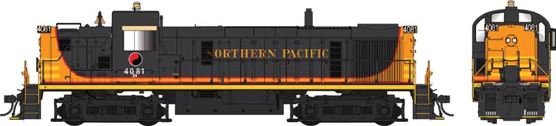 Alco RS3 Phase 3 - Standard DC -- Burlington Northern #4082 (Renumbered, Ex-NP, black, yellow)