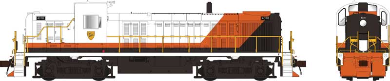 Alco RS3 Phase 1 - Standard DC -- Delaware & Hudson #4071 (Ex-P&W, white, orange, brown)