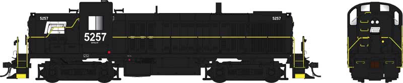 Alco RS3 Phase 1 - Standard DC -- Penn Central #5257 (black, white, logo only)