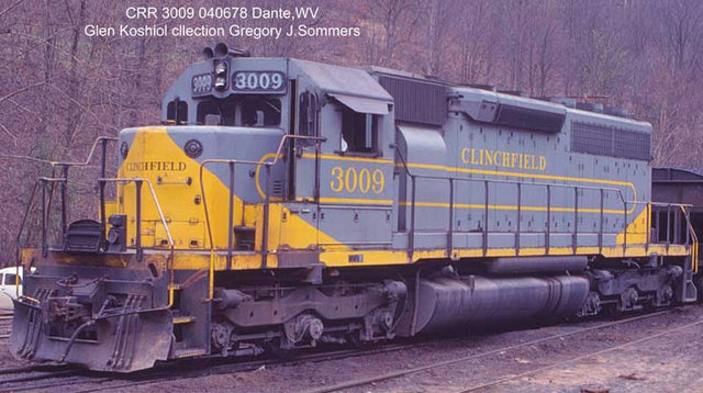 EMD SD40 - Standard DC - Executive Line -- Clinchfield #3009 (As-Delivered, gray, yellow)