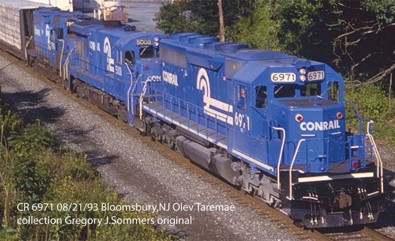 EMD SD40-2R - Standard DC - Executive Line -- Conrail #6971 (blue, white, white sill stripe)