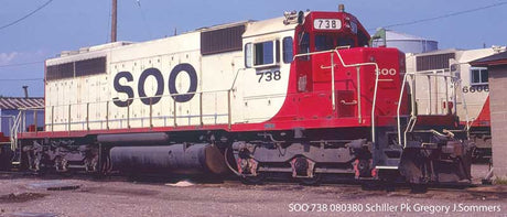 EMD SD40 - LokSound V5 Sound and DCC - Executive Line -- Soo Line #738 (white, red, black)