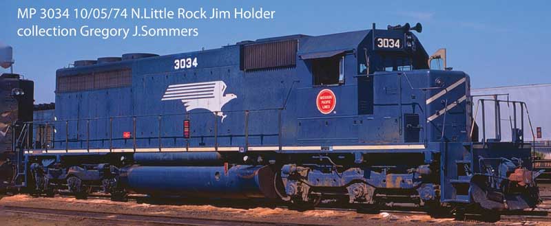 EMD SD40 - Standard DC - Executive Line -- Missouri Pacific #3045 (blue, white, red, Screamling Eagle Logo)