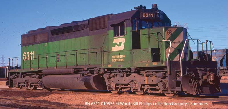 EMD SD40 - Standard DC - Executive Line -- Burlington Northern #6311 (Cascade Green, black, white)
