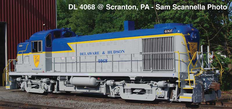 Alco RS3 Phase 1 - Standard DC -- Delaware & Hudson #4068 (2025 Restoration by DL, gray, blue, yellow)