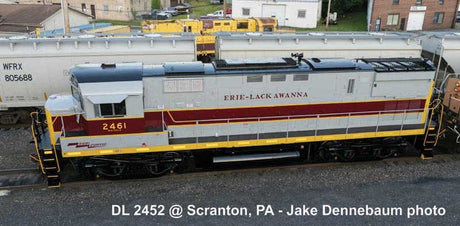 Alco C425 Low Nose - LokSound V5 Sound and DCC -- Delaware-Lackawanna #2461 (Erie Lackawanna Heritage, gray,maroon, yellow)