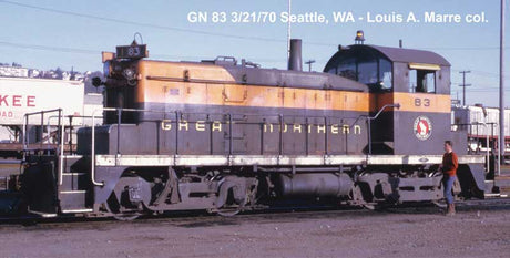 EMD SW1 Phase II - Standard DC -- Great Northern #81 (Simplified EB, Pullman Green, Omaha Orange)