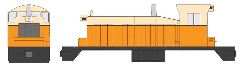 EMD SW1 Phase III - ESU LokSound 5 Nano Sound and DCC -- Painted, Unlettered (orange, cream)