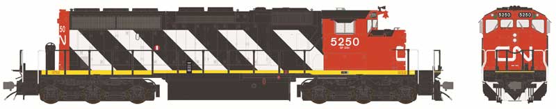GMD SD40-2W With Dynamic Brakes - LokSound 5 and DCC -- Canadian National #5256 (As-Delivered Stripes; black, white, red)