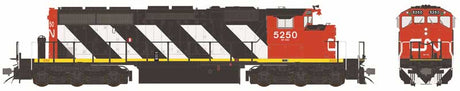 GMD SD40-2W With Dynamic Brakes - LokSound 5 and DCC -- Canadian National #5256 (As-Delivered Stripes; black, white, red)
