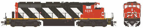 GMD SD40-2W No Dynamic Brakes - LokSound 5 and DCC -- Canadian National #5245 (1990s+ Seargent Stripes; black, white, red)