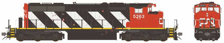 GMD SD40-2W No Dynamic Brakes - LokSound 5 and DCC -- Canadian National #5263 (2010s+ Seargent Stripes; black, white, red)