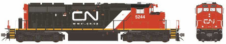 GMD SD40-2W With Dynamic Brakes & Straight Air - LokSound 5 and DCC -- Canadian National #5244 (2010s+, black, white, red, Website Noodle Logo)