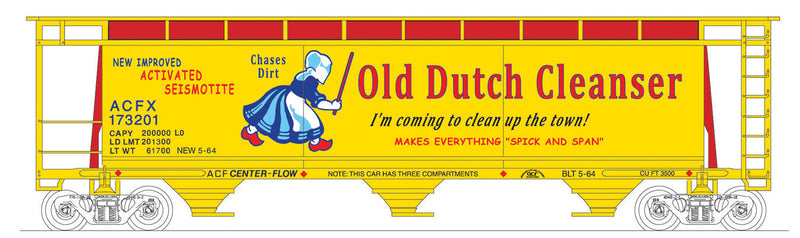 3-Bay Cylindrical Covered Hopper - Ready to Run - Executive Line -- Old Dutch Cleanser #173207 (yellow, blue, red)