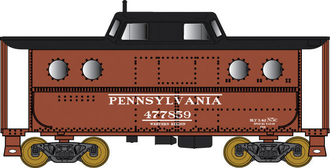 PRR Class N5C Steel Cabin Car (Caboose) - Ready to Run -- Pennsylvania Railroad #477859 (Western Region, Tuscan, black)