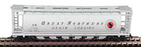 6-Bay Cylindrical Covered Hopper - Ready to Run - Executive Line -- Great Northern #171009 (gray, red, black, Slanted Grain Loading Lettering)