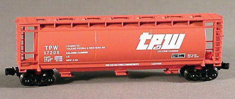 3-Bay Cylindrical Covered Hopper - Ready to Run - Executive Line -- Toledo, Peoria & Western #17206 (red, white, Stylized Logo)