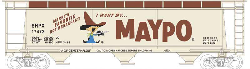 3-Bay Cylindrical Covered Hopper - Ready to Run - Executive Line -- Maypo SHPX #17476 (tan, brown, blue)
