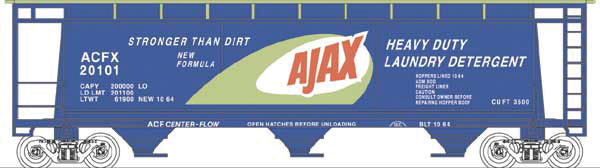 3-Bay Cylindrical Covered Hopper - Ready to Run - Executive Line -- Ajax ACFX #20108 (blue, green, red, white)