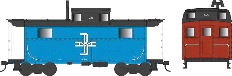 PRR Class N5 Steel Cabin Car (Caboose) - Ready to Run -- Boston & Maine #C29 (blue, black, red)