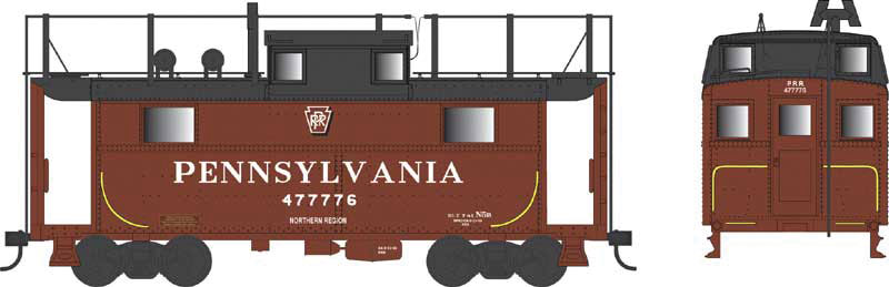 PRR Class N5 Steel Cabin Car (Caboose) - Ready to Run -- Pennsylvania Railroad #477805 (Tuscan, Shadow Keystone, Trainphone Antenna)