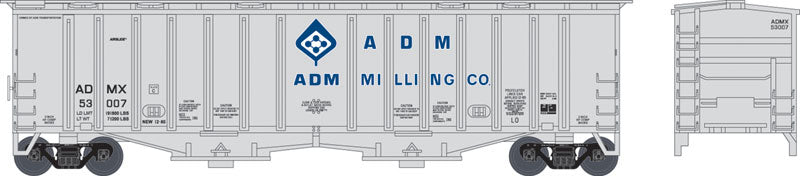 2-Bay Airslide Covered Hopper - Ready to Run -- Archer-Daniels-Midland #53027 (gray, blue, Molecule Logo)