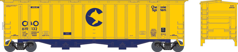 2-Bay Airslide Covered Hopper - Ready to Run -- Chessie System C&O #619132 (yellow, blue)