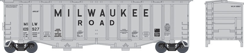 2-Bay Airslide Covered Hopper - Ready to Run -- Milwaukee Road #109933 (gray, Billboard Lettering)