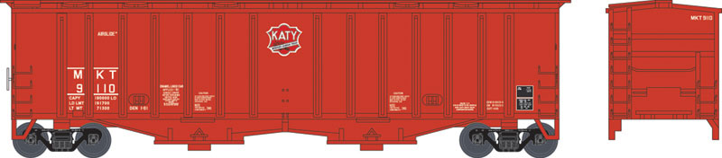2-Bay Airslide Covered Hopper - Ready to Run -- Missouri-Kansas-Texas #9108 (red, Katy Logo)