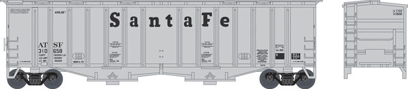 2-Bay Airslide Covered Hopper - Ready to Run -- Santa Fe #310688 (gray, Cooper Lettering)
