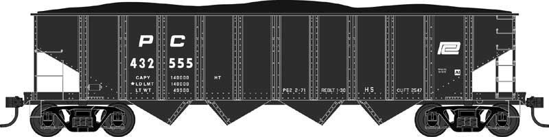 PRR Class H21a 4-Bay Hopper - Ready to Run -- Penn Central 432559 (Class H5, black)