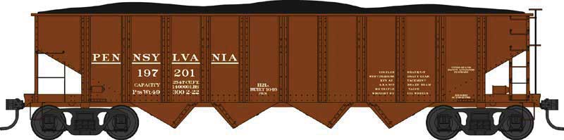PRR Class H21a 4-Bay Hopper - Ready to Run -- Pennsylvania Railroad 197273 (Tuscan, Early Lettering)