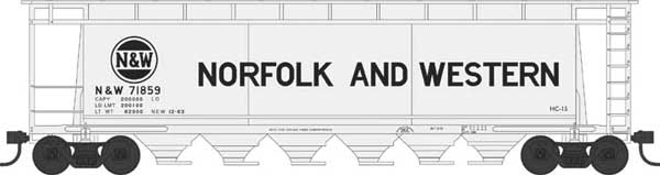 6-Bay Cylindrical Covered Hopper - Ready to Run - Executive Line -- Norfolk & Western 71859 (Blt. 12-63, gray, Hamburger Logo)